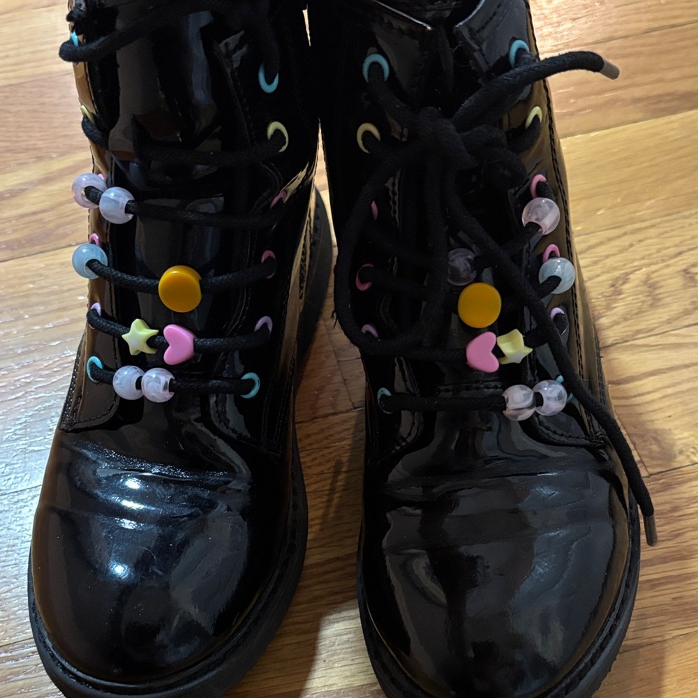The Children's Place Shiny Black Boots with Multicolor Beads - Picture 3 of 4